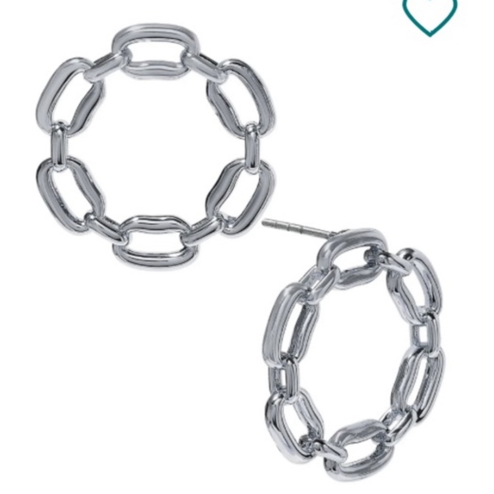 ON 34th Silver Chain Link Front-
Facing Hoop Earrings. 0.88 inch
diameter. NWT - Picture 2 of 5